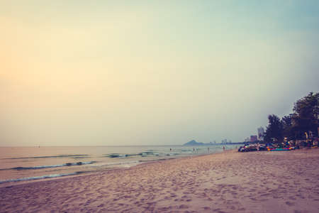 Beautiful Tropical beach and sea in sunrise time - Vintage Filterの写真素材