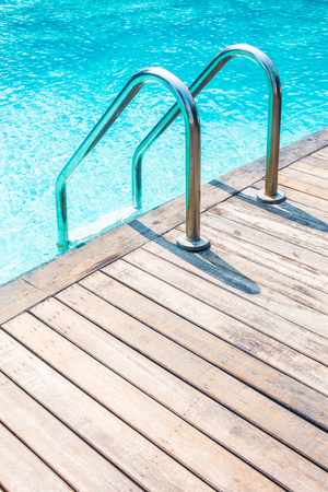 Stair swimming pool in beautiful luxury hotel pool resortの写真素材