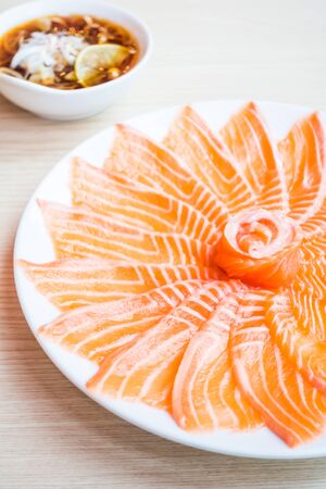 Selective focus point salmon Sashimi dish - Japanese food styleの写真素材