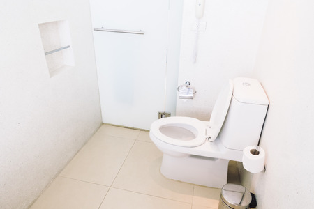 Toilet seat decoration in toilet room interior - Vintage light Filterのeditorial素材