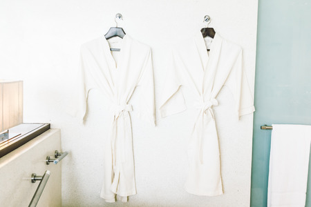 Bathrobe decoration in bathroom interior - Vintage light Filterの写真素材