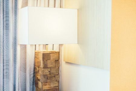 Table light lamp decoration in bedroom interior - Vintage Light Filterの写真素材