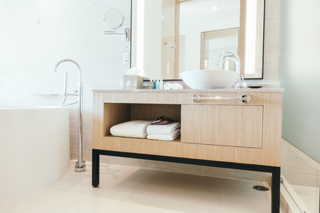 Beautiful luxury sink decoration in bathroom interior for background - Vintage Light filterのeditorial素材