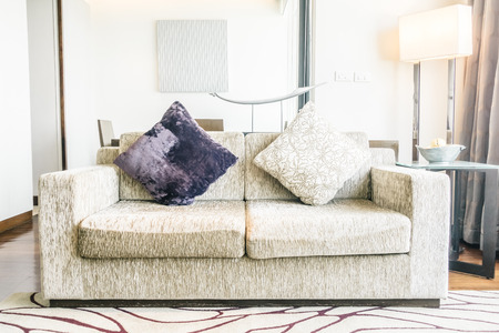 Pillow on sofa decoration in living room area - Vintage light Filterのeditorial素材