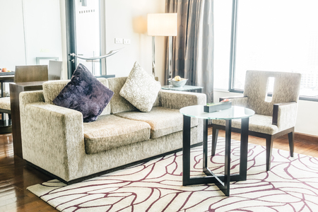 Pillow on sofa decoration in living room area - Vintage light Filterのeditorial素材