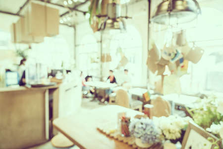 Abstract blur coffee shop - vintage filterの写真素材