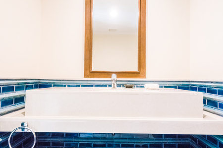 Faucet sink decoration in bathroom interior - Vintage light Filterのeditorial素材