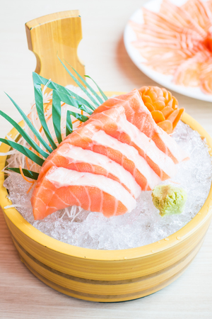 Selective focus point salmon Sashimi dish - Japanese food styleの写真素材