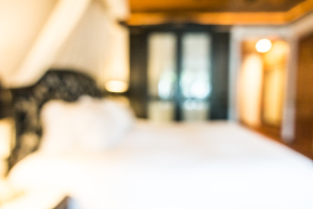 Abstract blur beautiful luxury bedroom interior for backgroundの写真素材