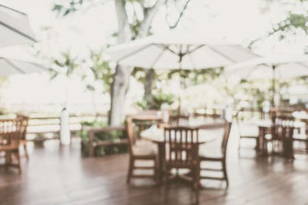 Abstract blur beautiful luxury restaurant interior for background - Vintage Filterの写真素材