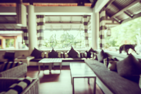 Abstract blur restaurant interior for background - Vintage Filterの写真素材