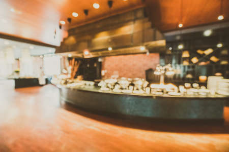 Abstract blur restaurant interior for background - Vintage Filterの写真素材