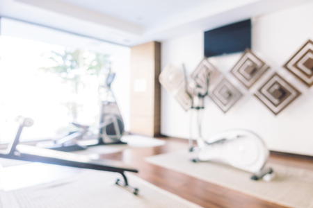 Abstract blur gym and fitness room interior for background - Vintage light Filterの写真素材