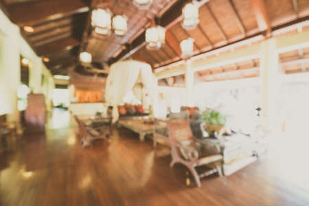 Abstract blur hotel lobby room interior for background - Vintage Filterの写真素材