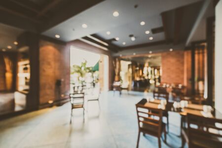 Abstract blur restaurant interior for background - Vintage Filterの写真素材