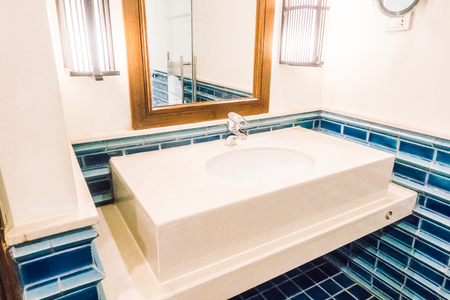 Faucet sink decoration in bathroom interior - Vintage light Filterの写真素材