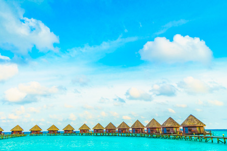 Beautiful tropical Maldives island with beach and sea for nature holiday vacation background concept -Boost up color Processingのeditorial素材