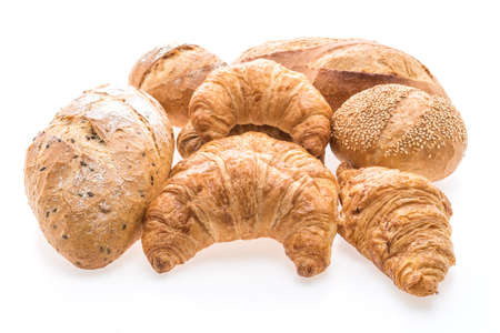 French butter croissant bread and bakery isolated on white background