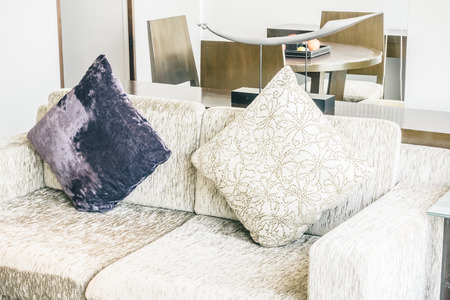 Pillow on sofa decoration in living room area - Vintage light Filterの写真素材