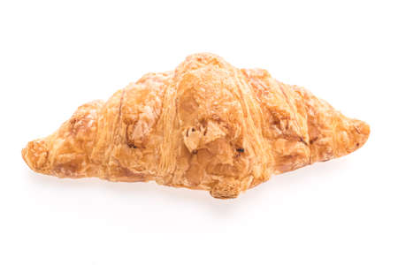 French butter croissant bread and bakery isolated on white backgroundの写真素材