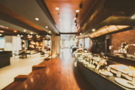 Abstract blur restaurant interior for background - Vintage Filterの写真素材