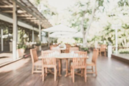 Abstract blur beautiful luxury restaurant interior for background - Vintage Filterの写真素材
