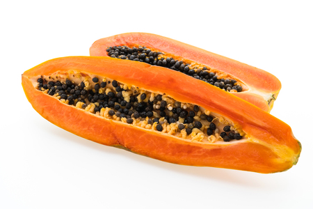 Fresh Papaya fruit isolated on white backgroundの写真素材