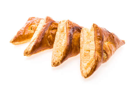 Chicken pie isolated on white backgroundの写真素材