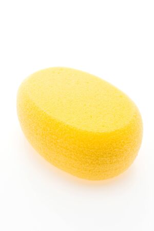 Kitchen sponge for cleaner isolated on white backgroundの写真素材