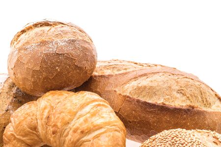 French butter croissant bread and bakery isolated on white background