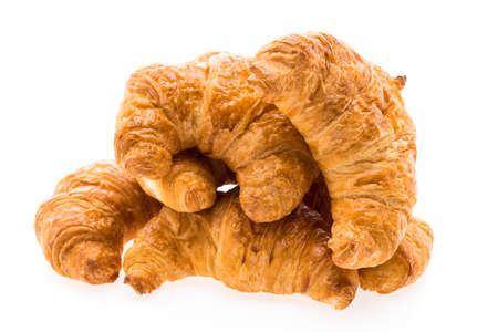 Croissant bread for breakfast isolated on white backgroundの写真素材