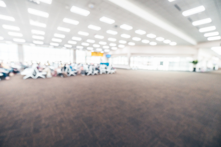 Abstract blur airport terminal interior for background - Vintage Filterの写真素材