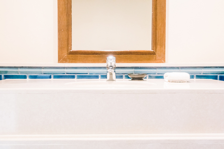 Faucet sink decoration in bathroom interior - Vintage light Filterの写真素材