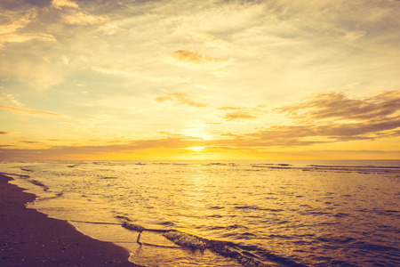 Beautiful nature with sunset on the beach and sea or ocean - Boost up color and Filter Processing
