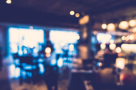 Abstract blur restaurant interior for background - Vintage Filterのeditorial素材