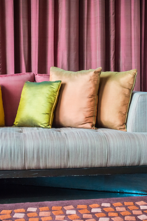 Colorful Pillow on sofa decoration in living room interiorの写真素材
