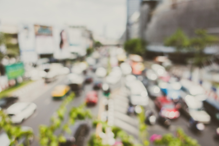 Abstract blur traffic jam in bangkok city at Thailand - Filter effectの写真素材