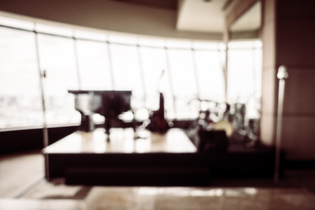 Abstract blur beautiful luxury restaurant interior for background - Vintage Filterの写真素材