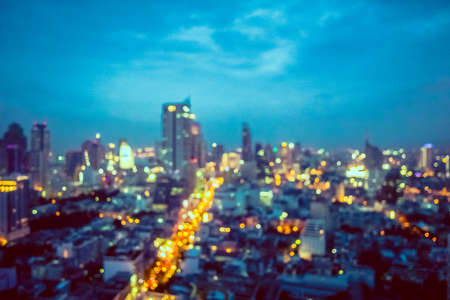 Abstract blur bangkok city for background - Vintage Filterの写真素材