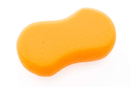 Kitchen sponge isolated on white backgroundの写真素材