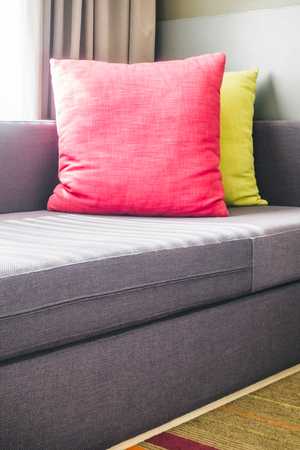 Pillow on sofa decoration at living area in bedroom interiorの写真素材