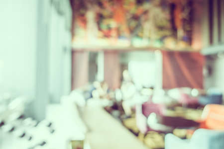 Abstract blur restaurant interior for background - Vintage Filterの写真素材