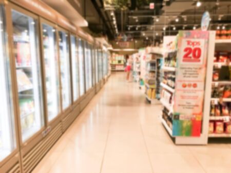 Abstract blur supermarket retail and shopping mall interior for backgroundの写真素材