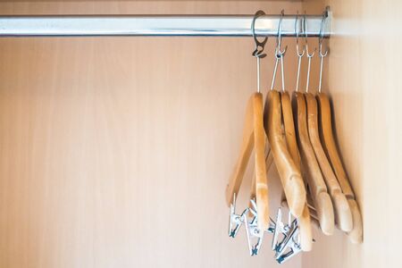 Selective focus point on clothes hangerの写真素材