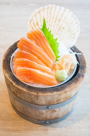 Selective focus point Salmon sashimi - Japanese food styleの写真素材