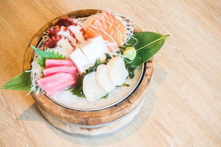 Selective focus point on Raw fresh sashimi - Japanese food styleの写真素材