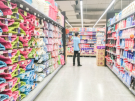 Abstract blur supermarket interior for background