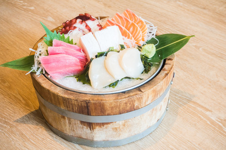 Selective focus point on Raw fresh sashimi - Japanese food styleの写真素材