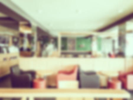 Abstract blur coffee shop cafe interior for background - Vintage Filterの写真素材