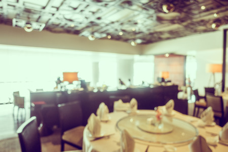 Abstract blur beautiful luxury restaurant interior for background - Vintage Filterの写真素材
